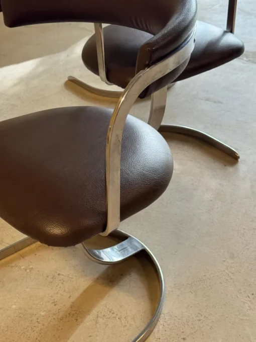 Pamono Vintage Cast Iron and Chromed Dining Chairs, 1970s, Set of 4 Outlet