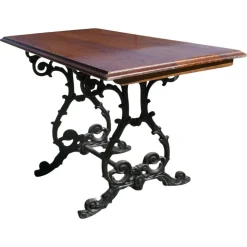 Pamono Vintage Cast Iron and Oak Garden Table, 1920