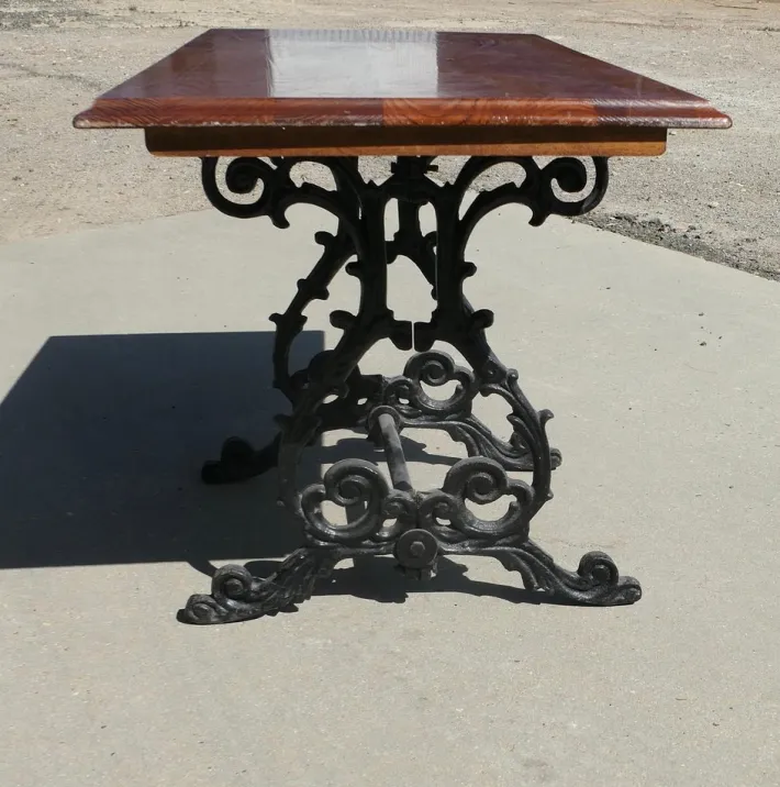 Pamono Vintage Cast Iron and Oak Garden Table, 1920