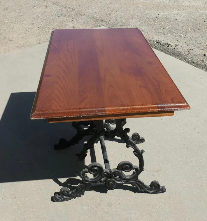 Pamono Vintage Cast Iron and Oak Garden Table, 1920