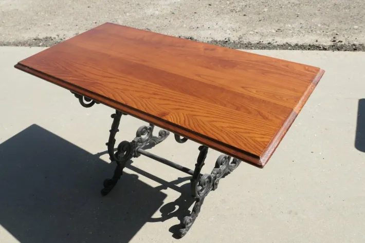 Pamono Vintage Cast Iron and Oak Garden Table, 1920