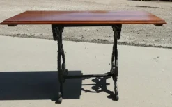 Pamono Vintage Cast Iron and Oak Garden Table, 1920