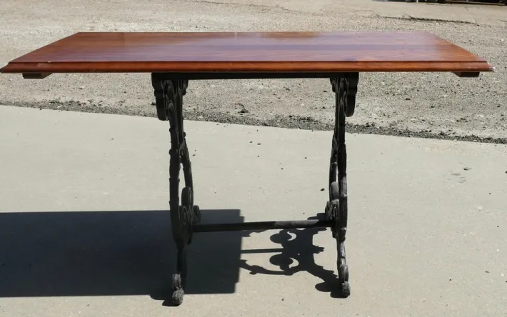 Pamono Vintage Cast Iron and Oak Garden Table, 1920