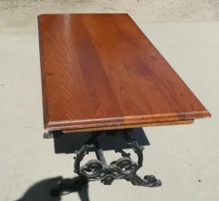 Pamono Vintage Cast Iron and Oak Garden Table, 1920