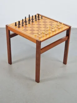 Pamono Vintage Chessboard Side Table and Chess Pieces, 1970s Clearance