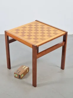 Pamono Vintage Chessboard Side Table and Chess Pieces, 1970s Clearance