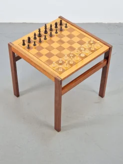 Pamono Vintage Chessboard Side Table and Chess Pieces, 1970s Clearance