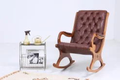 Pamono Vintage Chesterfield Rocking Chair in Leather, 1970s New
