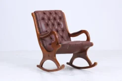 Pamono Vintage Chesterfield Rocking Chair in Leather, 1970s New