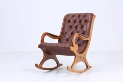 Pamono Vintage Chesterfield Rocking Chair in Leather, 1970s New