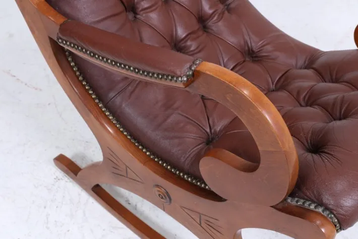 Pamono Vintage Chesterfield Rocking Chair in Leather, 1970s New