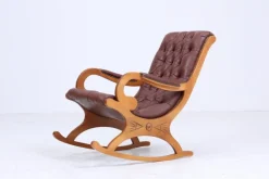 Pamono Vintage Chesterfield Rocking Chair in Leather, 1970s New