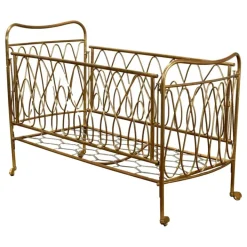 Pamono Vintage Childrens Bed in Brass, Italy, 1950s New