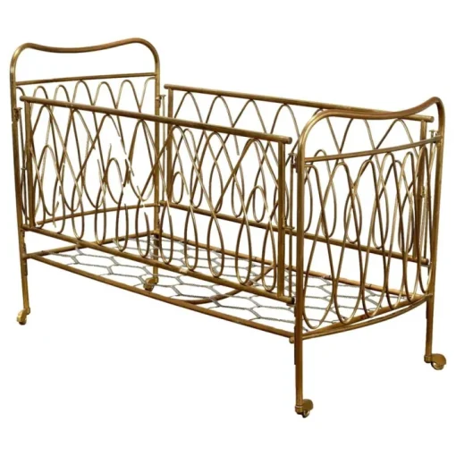 Pamono Vintage Childrens Bed in Brass, Italy, 1950s New