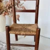 Pamono Vintage Children's Chair in Dark Wood with Woven Straw Seat, 1980s Discount