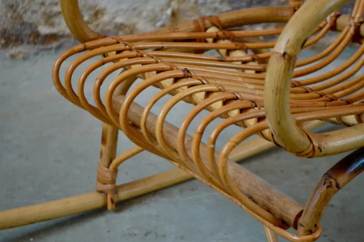 Pamono Vintage Children's Rocking Chair in Rattan New