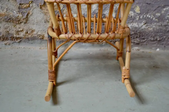 Pamono Vintage Children's Rocking Chair in Rattan New