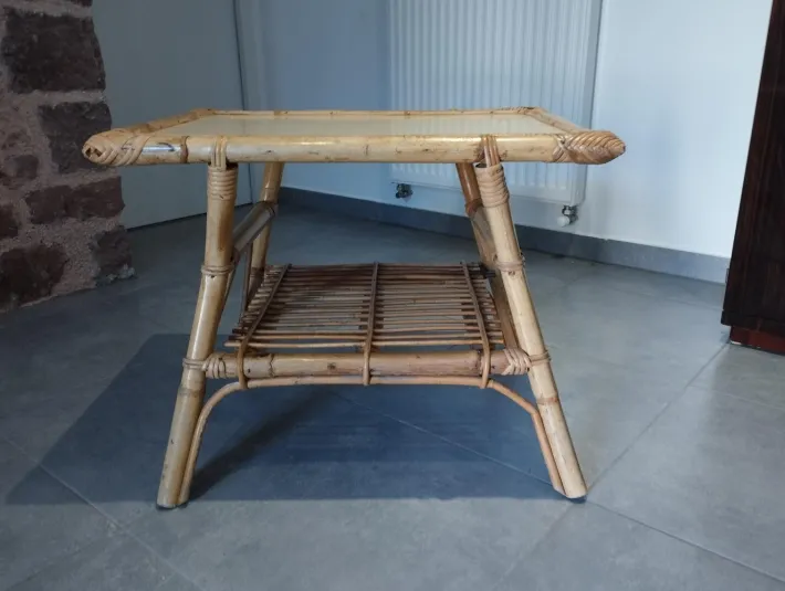 Pamono Vintage Children's Table in Rattan and Bamboo Best