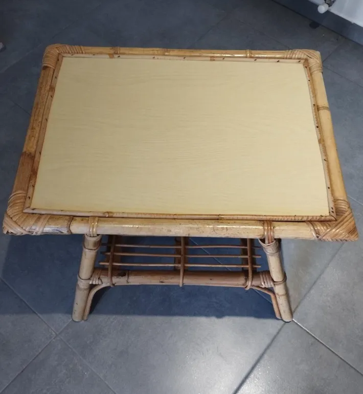 Pamono Vintage Children's Table in Rattan and Bamboo Best