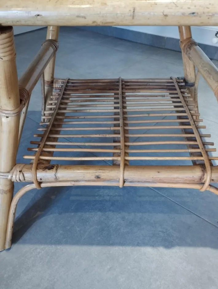 Pamono Vintage Children's Table in Rattan and Bamboo Best