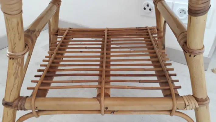 Pamono Vintage Children's Table in Rattan and Bamboo Best