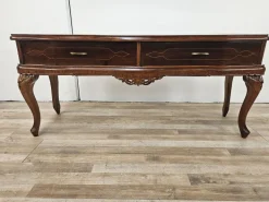 Pamono Vintage Chippendale Style Dressing Table in Walnut with Brass Handles, 1930s Sale
