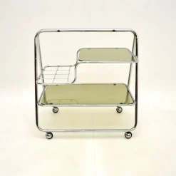Pamono Vintage Chrome and Glass Drinks Trolley, 1970s