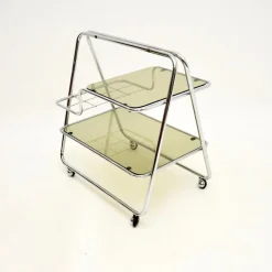 Pamono Vintage Chrome and Glass Drinks Trolley, 1970s