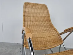 Pamono Vintage Chrome and Wicker Rocking Chair, 1970s Sale
