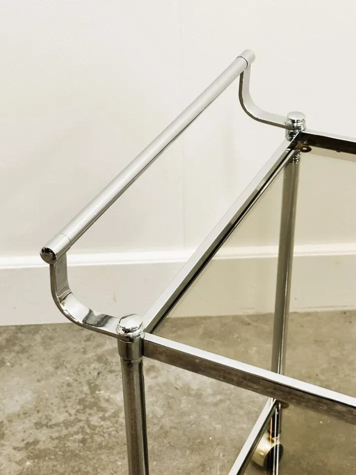 Pamono Vintage Chrome Drinks Trolley with Smoked Glass, 1980s