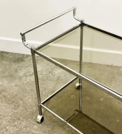 Pamono Vintage Chrome Drinks Trolley with Smoked Glass, 1980s