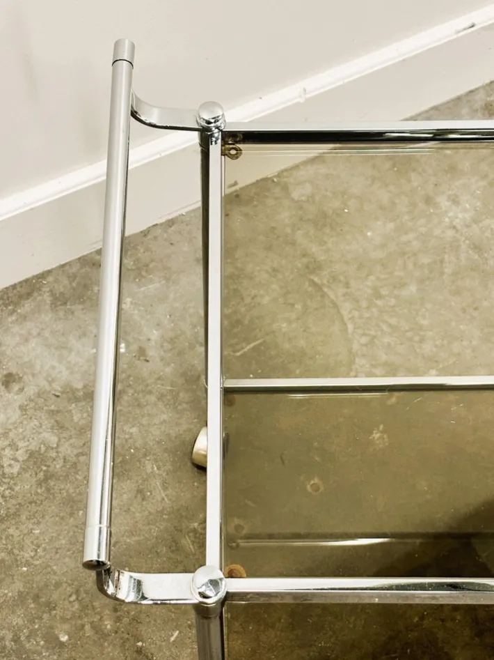 Pamono Vintage Chrome Drinks Trolley with Smoked Glass, 1980s