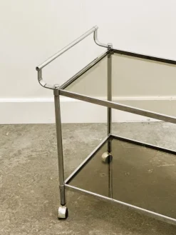 Pamono Vintage Chrome Drinks Trolley with Smoked Glass, 1980s