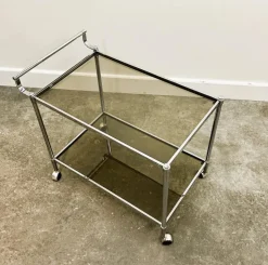 Pamono Vintage Chrome Drinks Trolley with Smoked Glass, 1980s