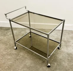 Pamono Vintage Chrome Drinks Trolley with Smoked Glass, 1980s