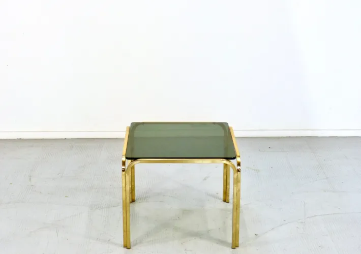 Pamono Vintage Coffee Table in Brass and Smoked Glass, 1960s Best