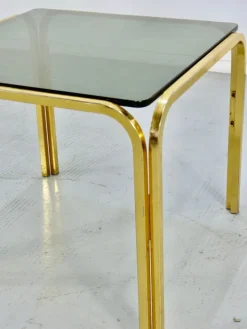 Pamono Vintage Coffee Table in Brass and Smoked Glass, 1960s Best