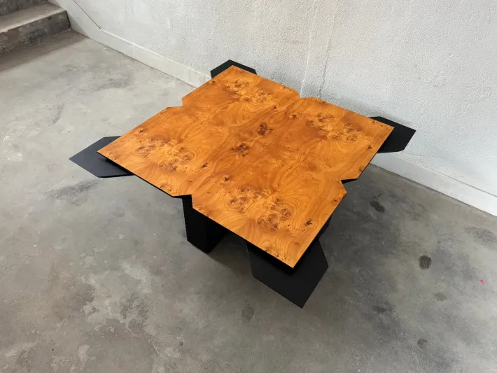 Pamono Vintage Coffee Table in Burl Wood, 1980s
