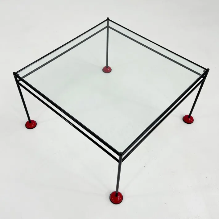 Pamono Vintage Coffee Table in Glass and Metal from Gamma, 1980s Hot