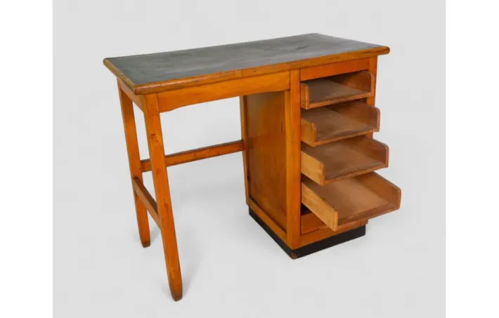 Pamono Vintage Compact Desk with Tambour Door and Internal Drawers