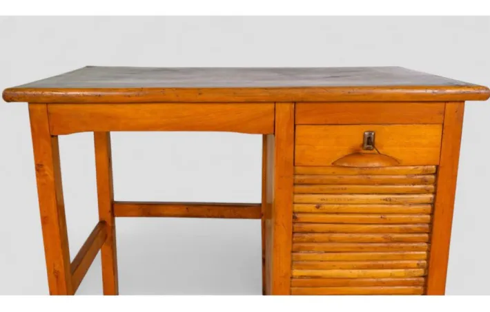 Pamono Vintage Compact Desk with Tambour Door and Internal Drawers