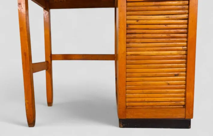 Pamono Vintage Compact Desk with Tambour Door and Internal Drawers