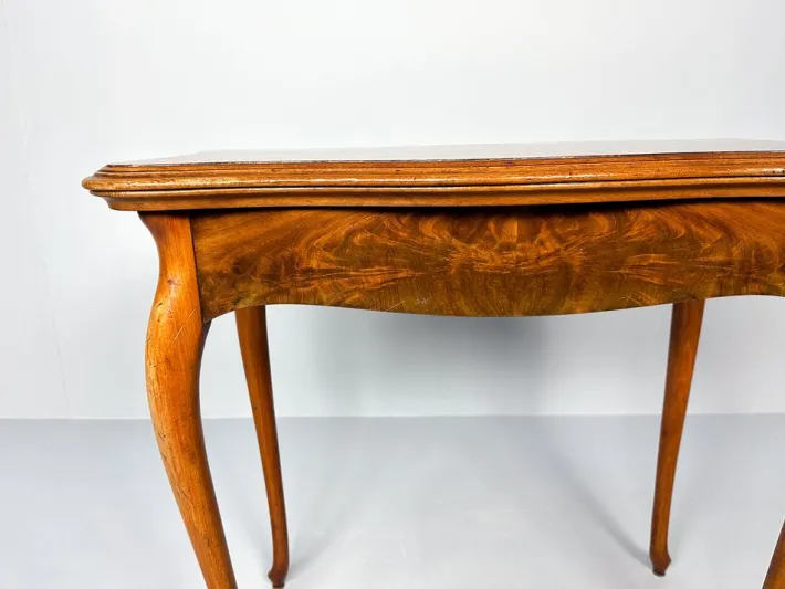 Pamono Vintage Console or Game Table in Mahogany Veneer and Green Felt, 1920s Clearance