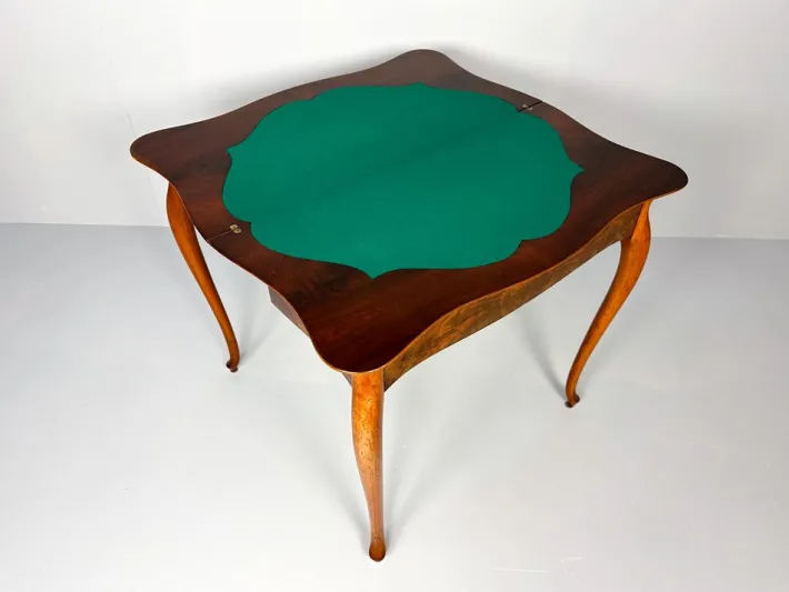 Pamono Vintage Console or Game Table in Mahogany Veneer and Green Felt, 1920s Clearance