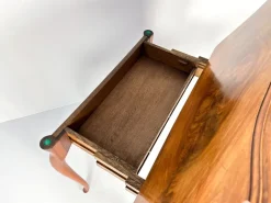 Pamono Vintage Console or Game Table in Mahogany Veneer and Green Felt, 1920s Clearance