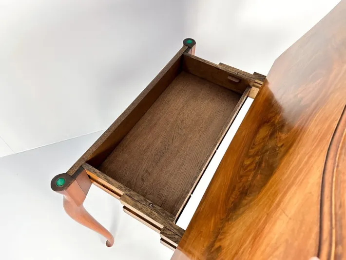 Pamono Vintage Console or Game Table in Mahogany Veneer and Green Felt, 1920s Clearance