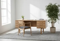 Pamono Vintage Danish Oak Desk by Henning Jensen & Torben Valeur for Dyrlund, 1960s New