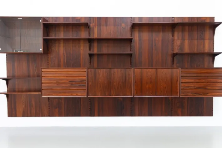 Pamono Vintage Danish Rosewood 5-Bay Modular Wall Unit by Poul Cadovius for Cado, 1960s New