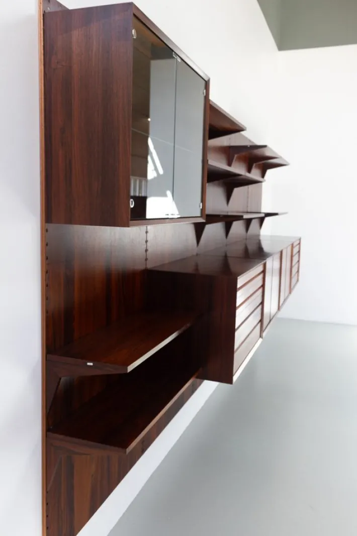 Pamono Vintage Danish Rosewood 5-Bay Modular Wall Unit by Poul Cadovius for Cado, 1960s New