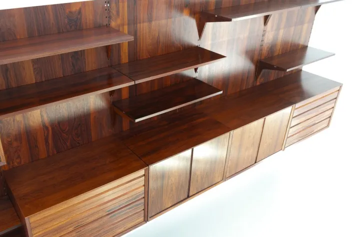 Pamono Vintage Danish Rosewood 5-Bay Modular Wall Unit by Poul Cadovius for Cado, 1960s New